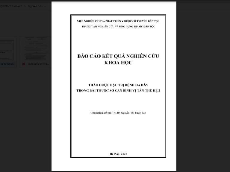 Báo cáo kết quả nghiên cứu thảo dược đặc trị bệnh dạ dày trong Sơ can Bình vị tán thế hệ 2