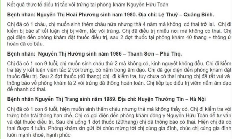 Bài thuốc Thông Ứ Hoàn của Lương y Nguyễn Hữu Toàn chữa tắc vòi trứng đã dành được không ít đánh giá tích cực