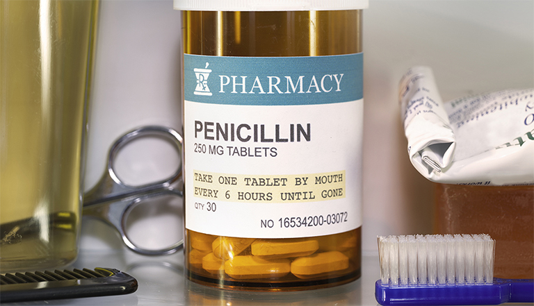 Close up of Penicillin in the medicine cabinet